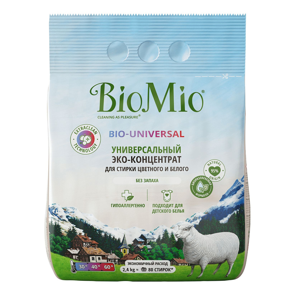 BioMio Стиральный порошок Универсальный Концентрат без запаха 2,4кг ...