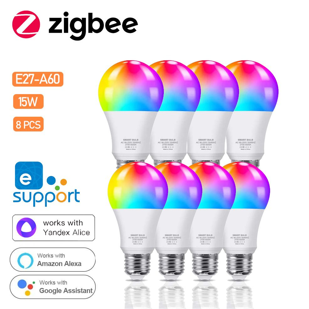 Умная лампочка E27 zigbee, 15 Вт, Филаментная, 8 шт. купить на OZON по ...