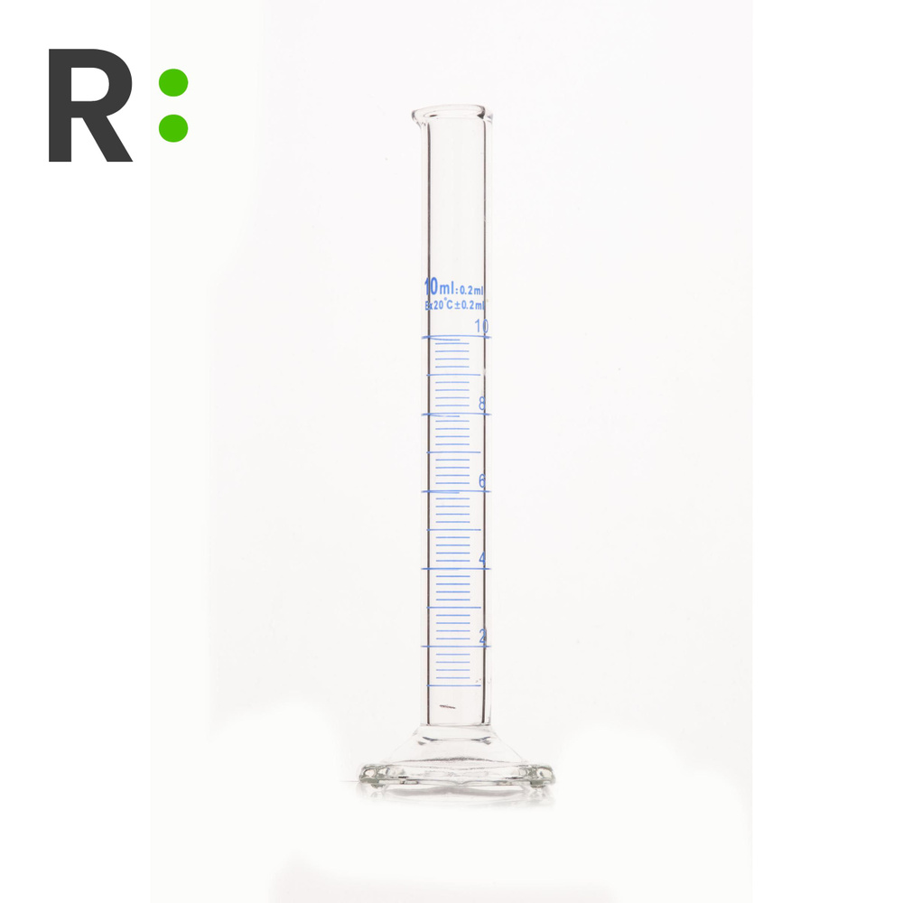 Мерный цилиндр стеклянный 10 мл с носиком, RLAB, на шестигранном стеклянном основании  #1