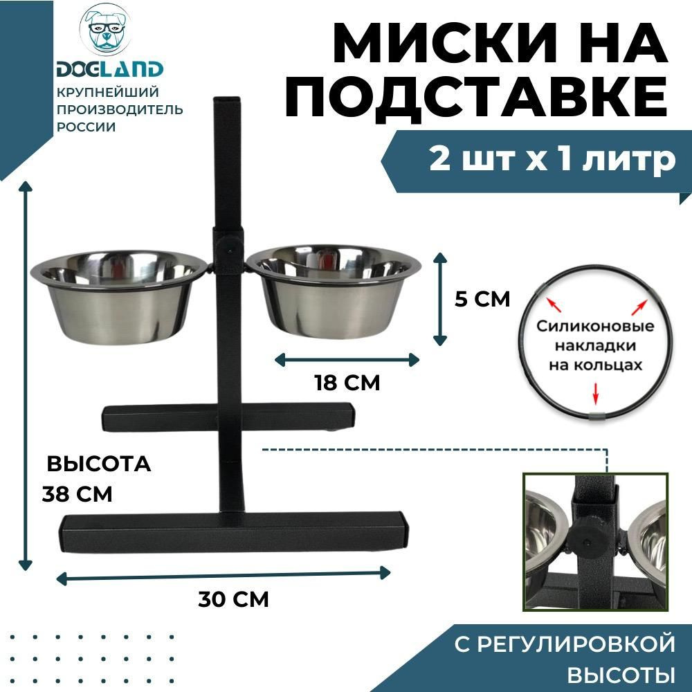 Миски для собак, на подставке, Dogland, 2х1л #1