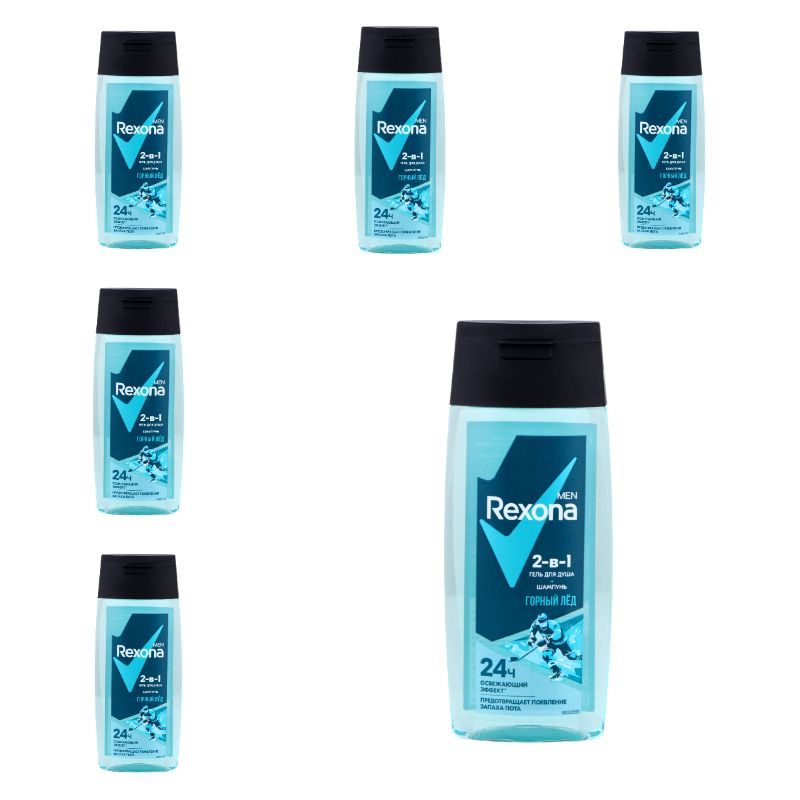 Rexona Гель для душа и шампунь, Men, Горный лед, 2 в 1, 100 мл., 6 шт.  #1