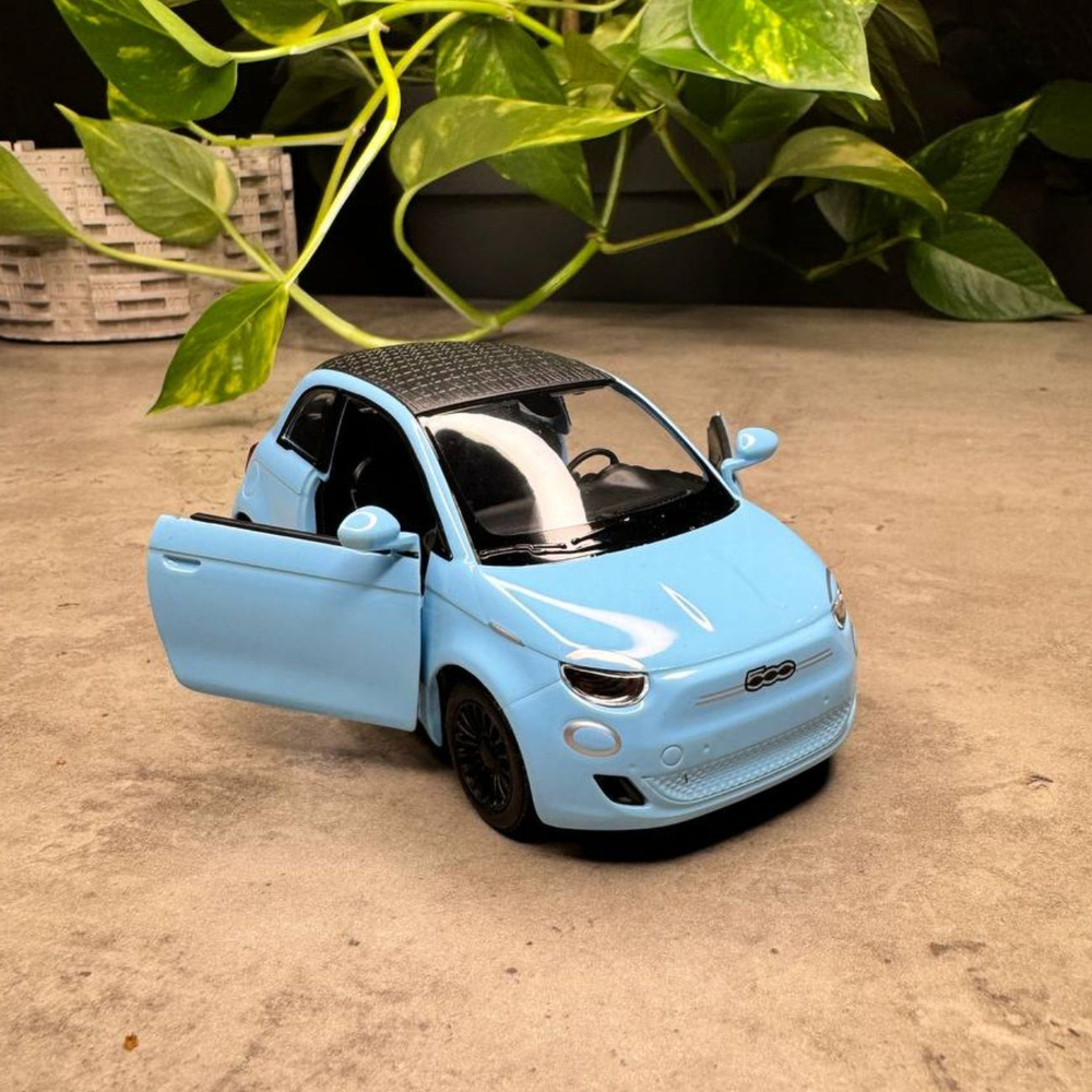 Машинка металлическая Fiat 500е 2020 Фиат Kinsmart 1:28 5440DYKT, цвет Голубой  #1