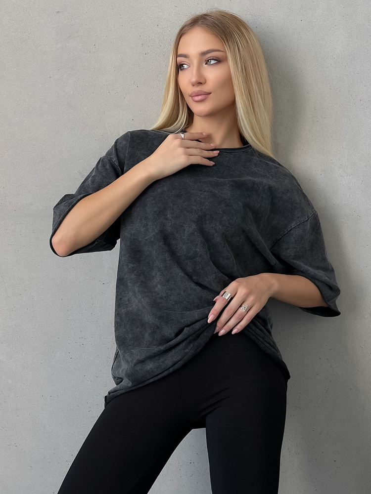 Футболка HypeWear, размер 40, цвет черный, черный меланж, Футер петля ...