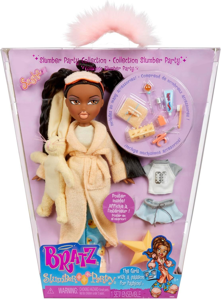 Кукла Братц Саша, Bratz Slumber Party - Sasha Fashion Doll - With 2 Sets of Pyjamas, Plush, and Accessories #1