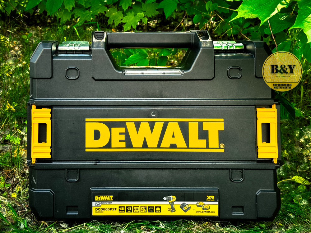 Дрель-шуруповерт DeWalt DCD800P2T, от аккумулятора, 18 В, 2 АКБ и ЗУ, кейс  #1