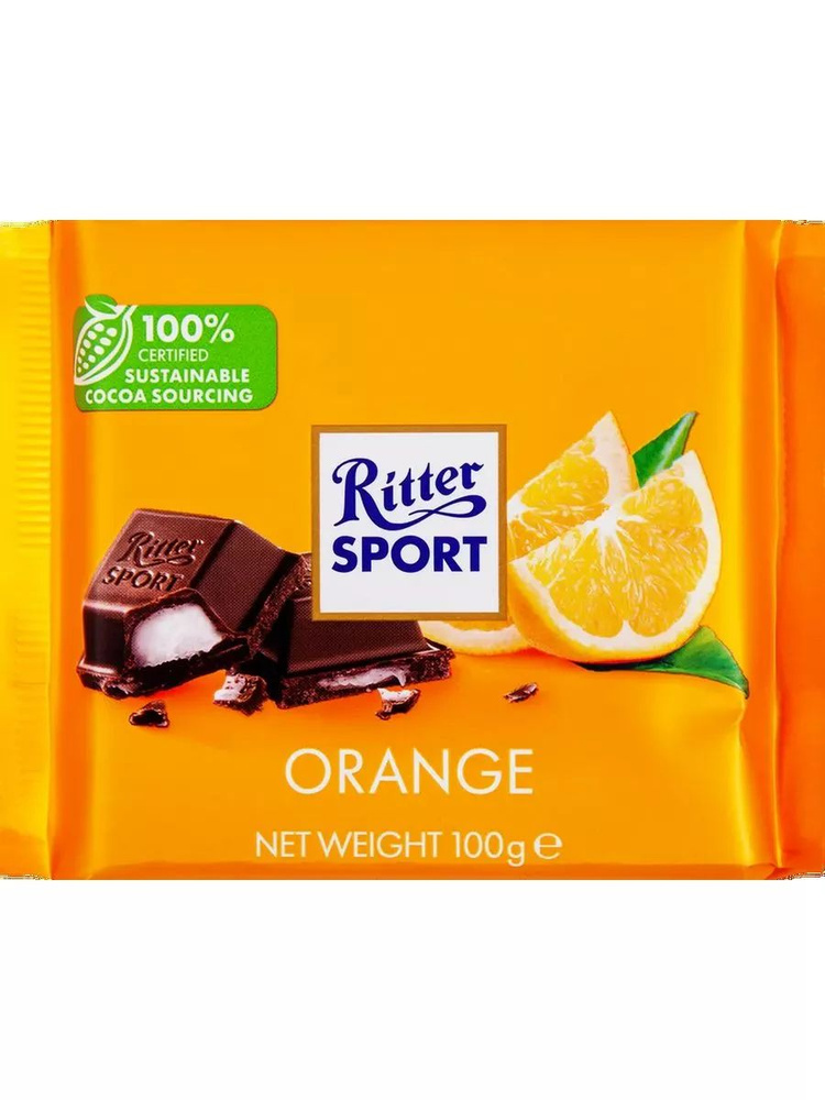 Шоколад темный RITTER SPORT с помадной начинкой, 100г, 5шт #1