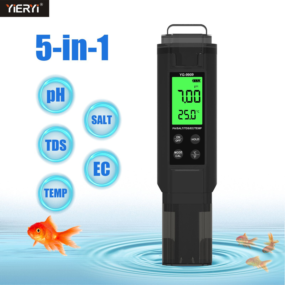 5 в 1 соленость TDS EC ppm PH метр высокая точность качества воды тестер для аквариумов гидропонных аквакультуры #1