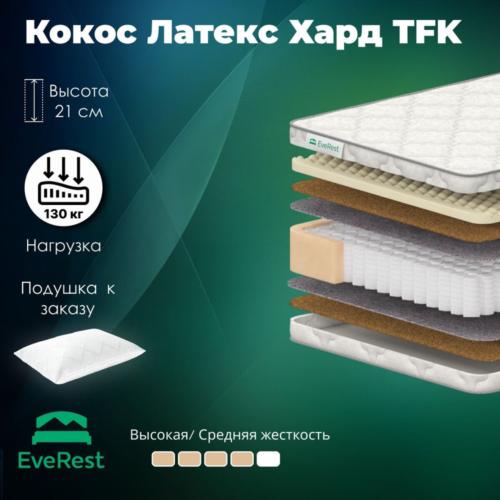 Матрас EveRest Кокос Латекс Хард TFK 70х175 серии Ту-Вэй высота 21.03 см нагрузка 130.03 кг #1