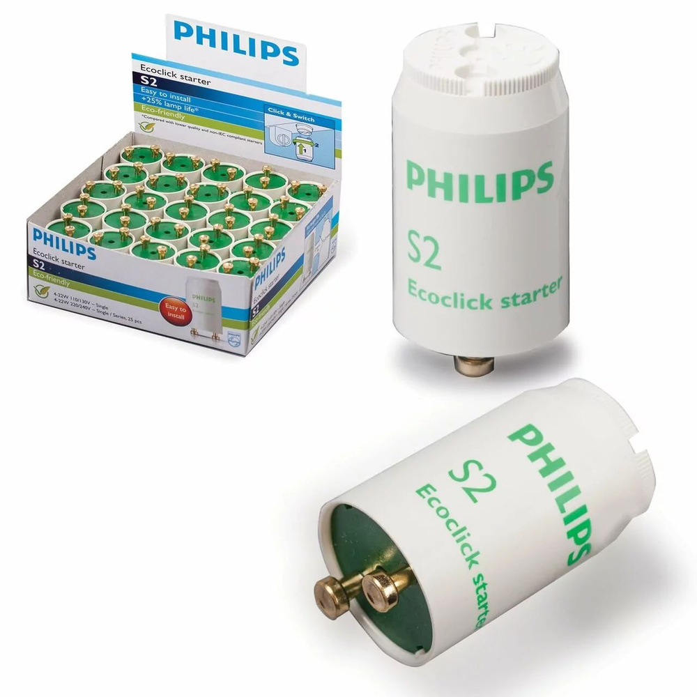 Стартер для люминесцентных ламп Philips S2 4-22Вт 220-240В / 2 шт #1