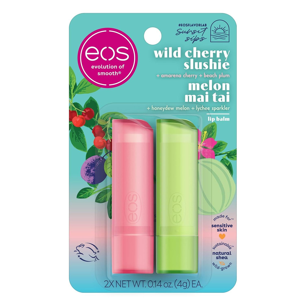 Набор бальзамов для губ EOS Melon Mai Tai & Wild Cherry Slushie 2-Pack Lip Balm #1