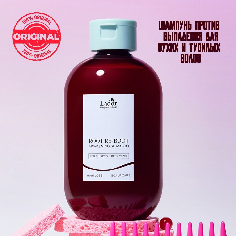 Lador Шампунь против выпадения волос для сухих и тусклых волос Root Re-Boot Awakening Shampoo Red Ginseng #1