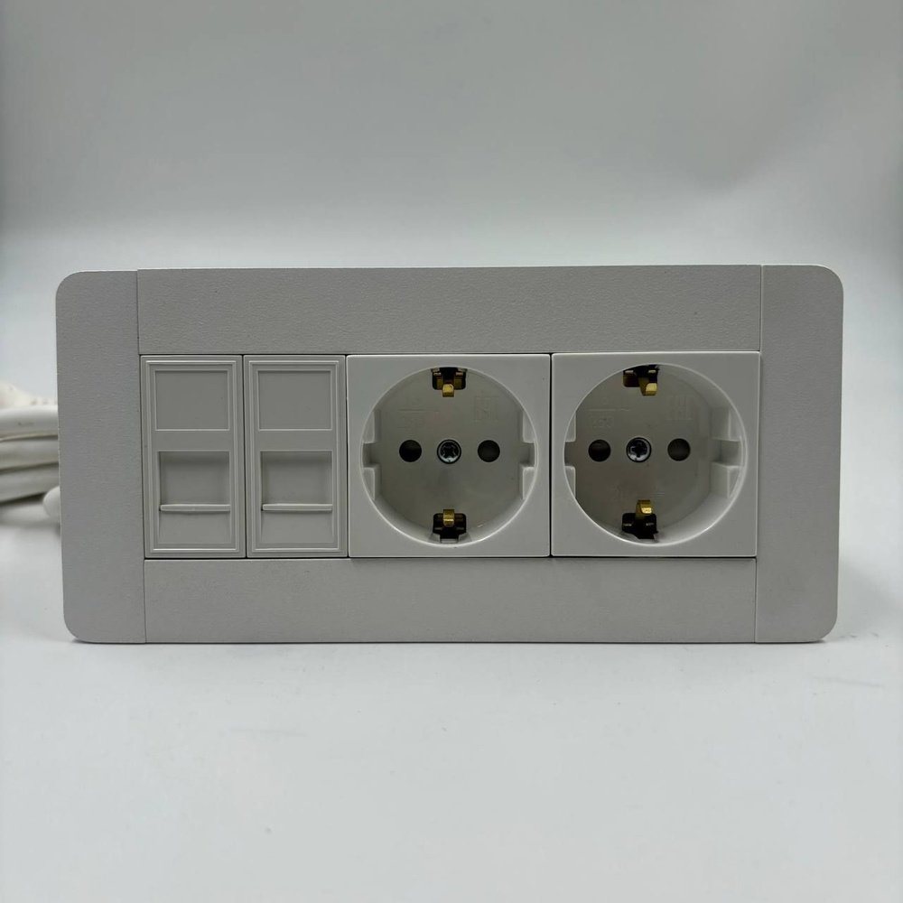 Встраиваемая модульная розетка 2 Евро и 2 USB A + C для столешницы, мебели и офиса, скрытой установки #1