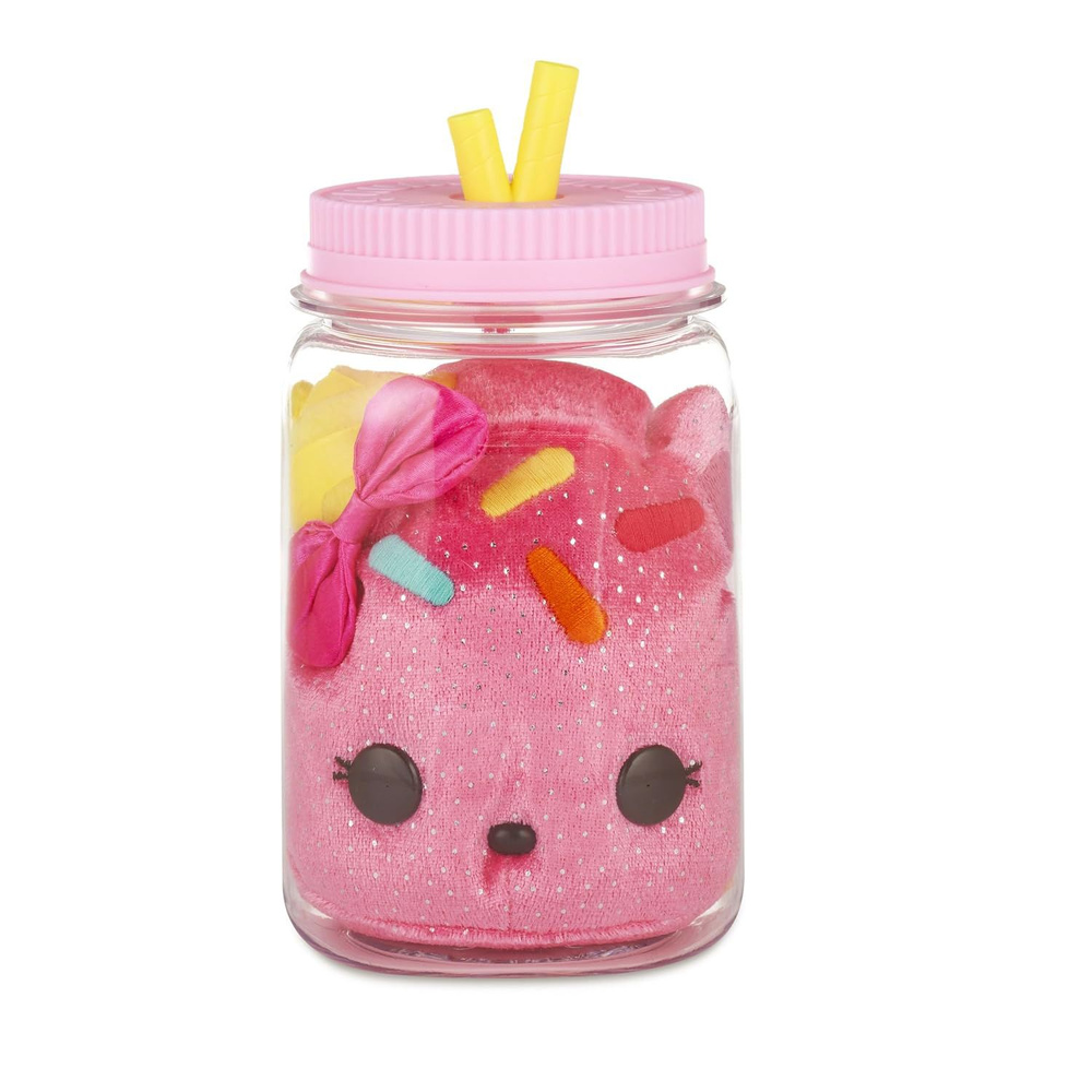 Мягкая игрушка мишка с бантиком Num Noms Surprise in a Jar, стакан копилка для детей Cake Bear, вкусно #1