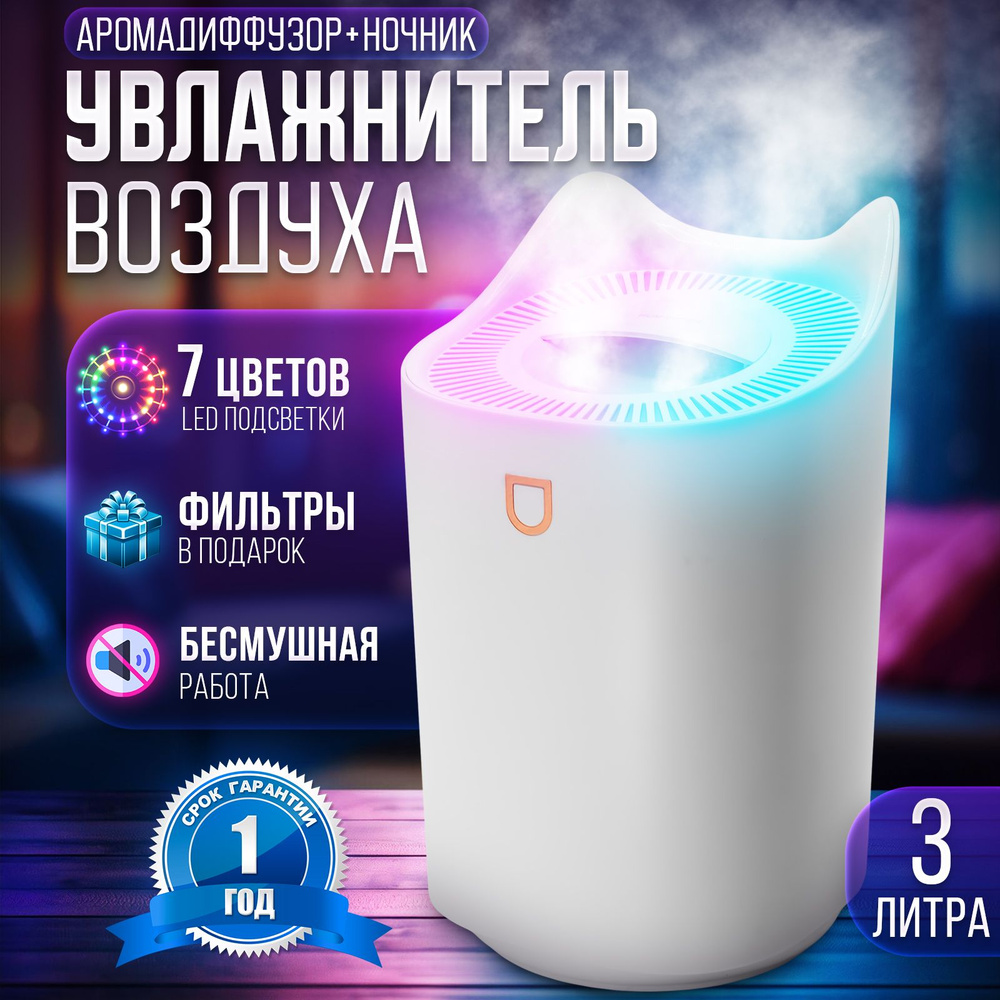 Увлажнитель воздуха для дома с подсветкой 3 в 1 Toft (аромадиффузор ...
