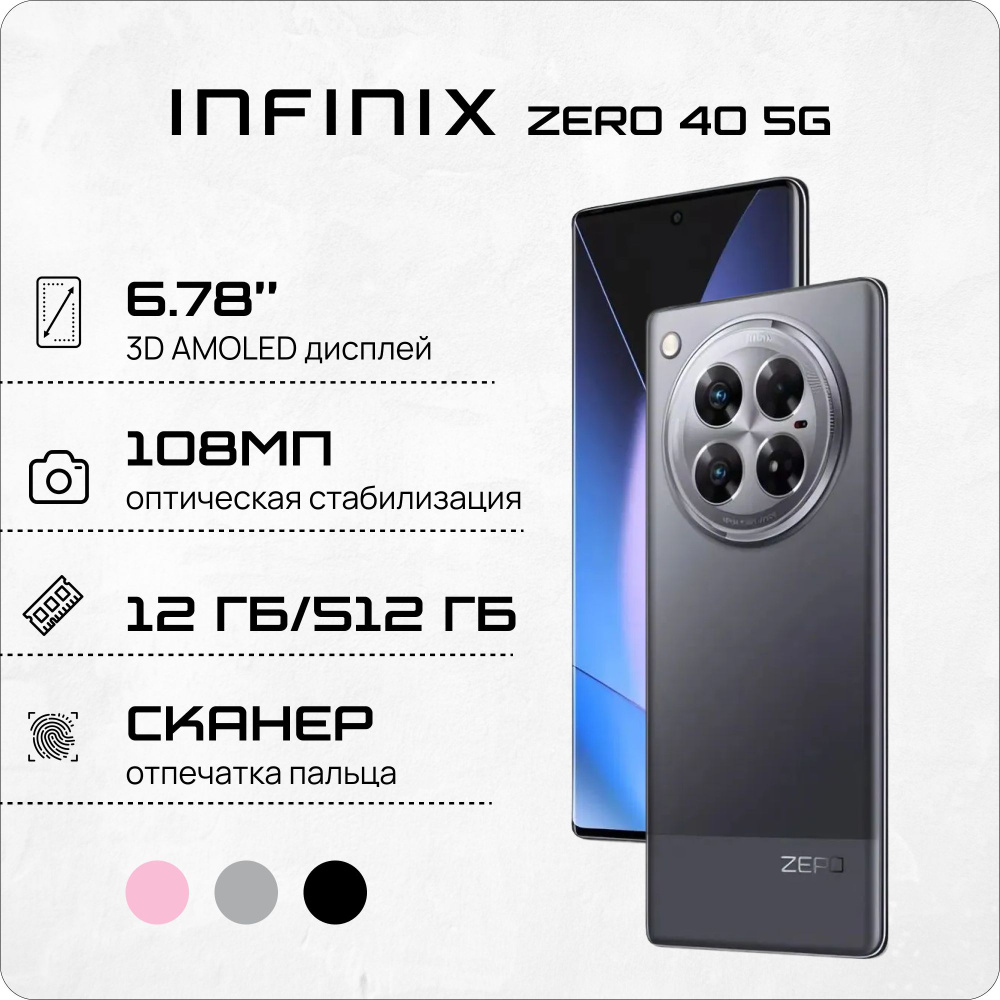 Infinix Смартфон ZERO 40 5G Ростест (EAC) 12/512 ГБ, черный #1