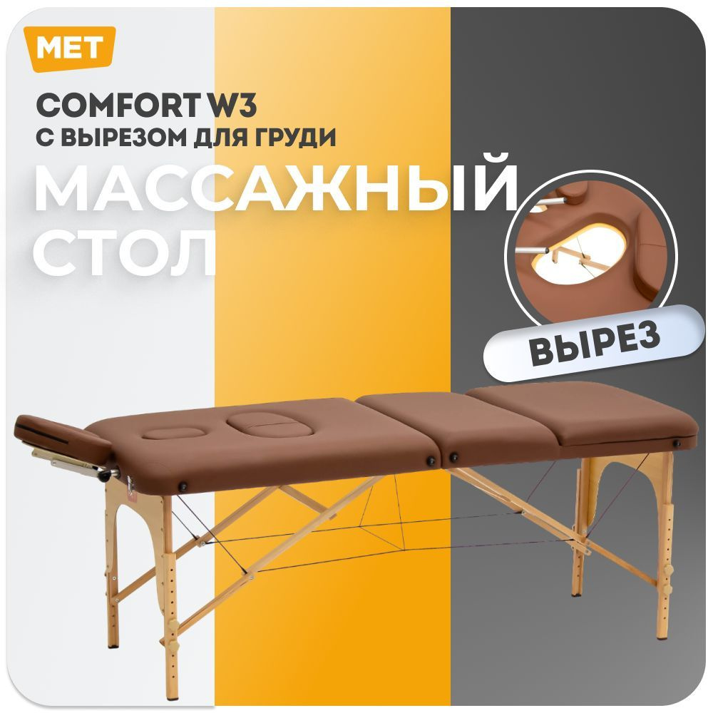 Массажный стол складной MET Comfort W3 Кушетка с отверстием/ с вырезом ...