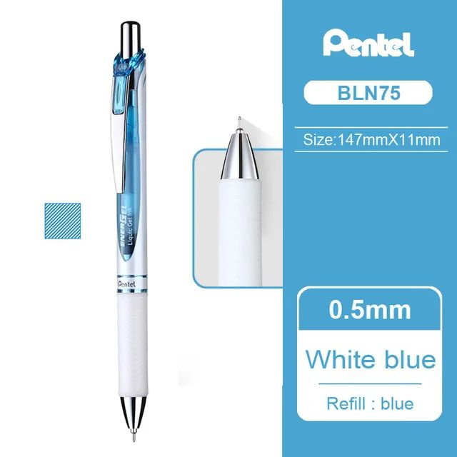 Pentel Набор ручек Шариковая, толщина линии: 0.5 мм, цвет: Голубой, 12 шт.  #1