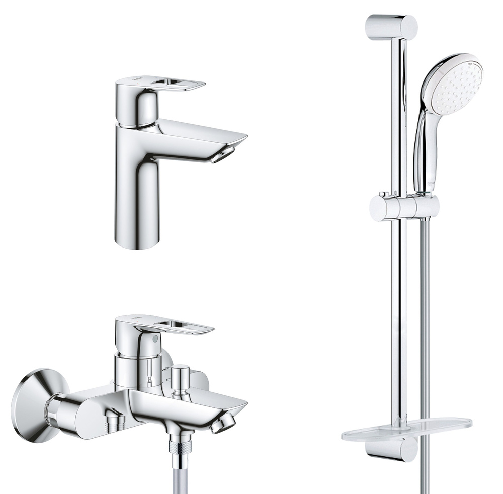 Комплект смесителей для ванной Grohe BauLoop New M-Size с полочкой, хром  #1