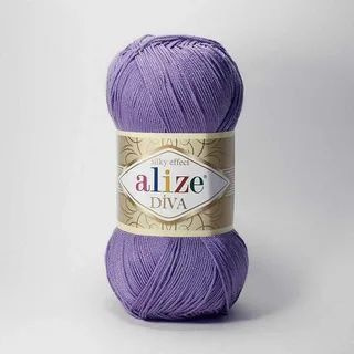 Пряжа Alize Diva - 5мотков (622 - фиолетовый) 100гр, 350метров, 100% микрофибра. Ализе Дива  #1