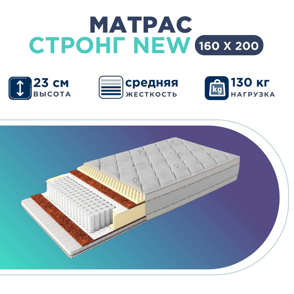 Ортопедический матрас, Анатомический матрас Релакс Стронг NEW, Независимые пружины, 160х200 см  #1