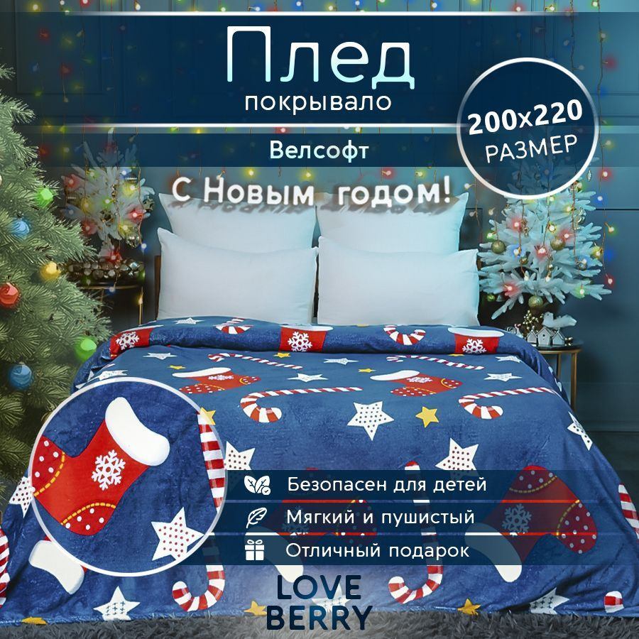 LoveBerry Плед , Велсофт, 200х220 см #1