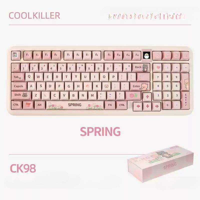 CoolKiller Клавиатура spring CK98, Английская раскладка, розовый #1