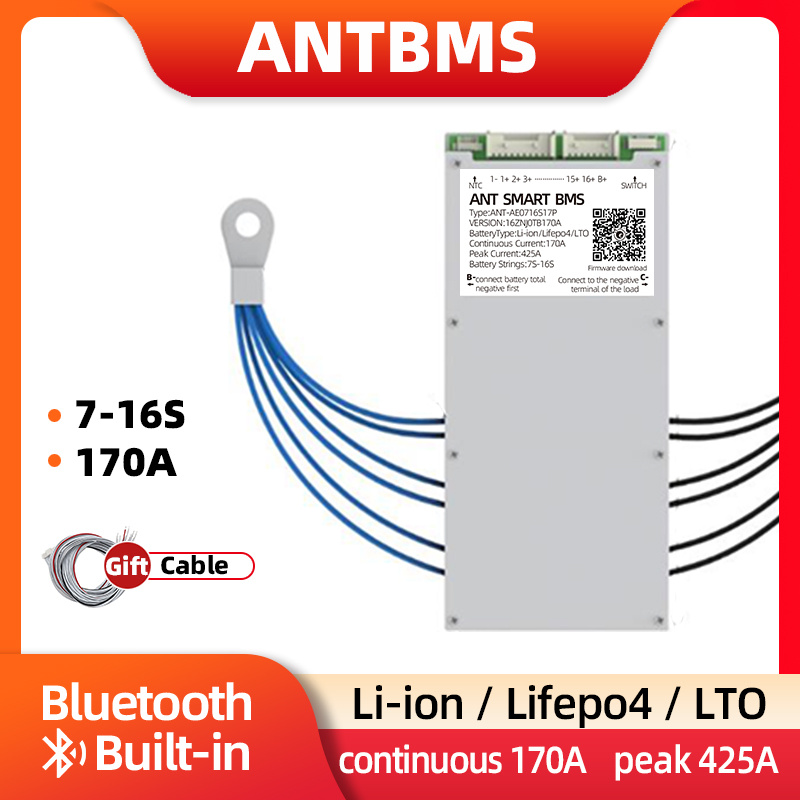 ANT BMS 7S 8S 9S 10S 11S 12S 13S 14S 15S 16S поддерживает Li-Ion LiFePo4 LTO аккумулятор 170A непрерывный #1