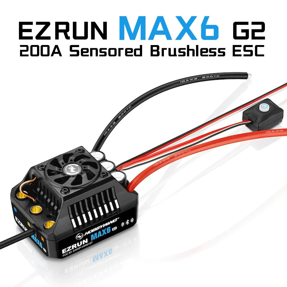 Contrôleur ESC Hobbywing EZRUN Max6 G2 200A étanche + Moteur 1650kv - Pour Voitures RC 1/6 à 1/8