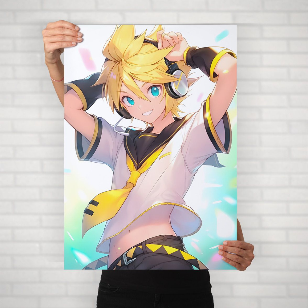 Плакат на стену для интерьера Вокалоид (Кагами Лен 1) - Постер по аниме Vocaloid формата А1 (60x84 см) #1