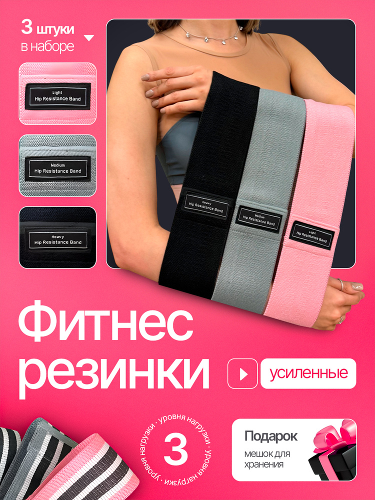 Фитнес резинки тканевые; резинки для фитнеса женские #1