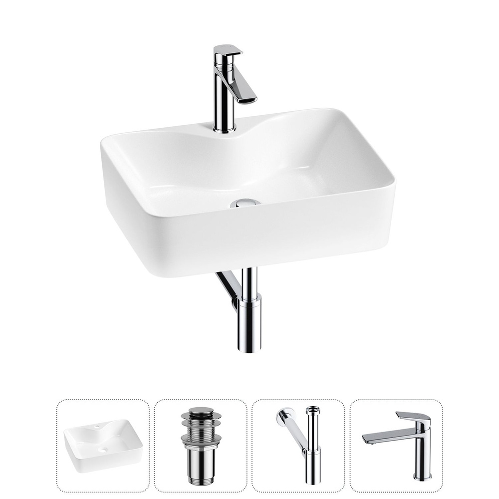 Накладная раковина на столешницу для ванной Lavinia Boho Sink 20215263R в наборе 4 в 1: раковина 48 см #1