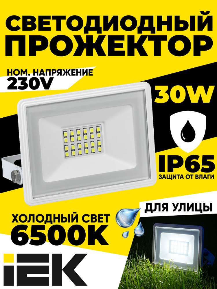 Прожектор светодиодный СДО 06-30 IP65 6500K белый IEK, LPDO601-30-65-K01-1 #1