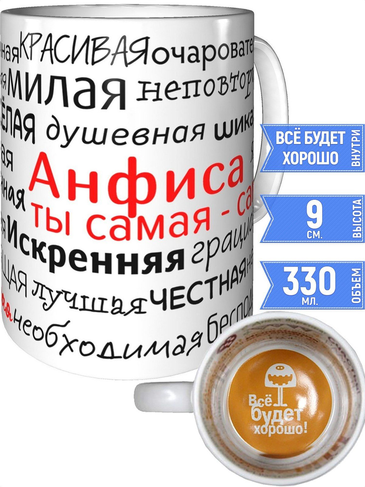 Кружка комплименты Анфиса - всё будет хорошо внутри #1