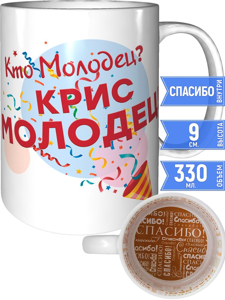 Кружка кто молодец? Крис молодец! - внутри спасибо #1