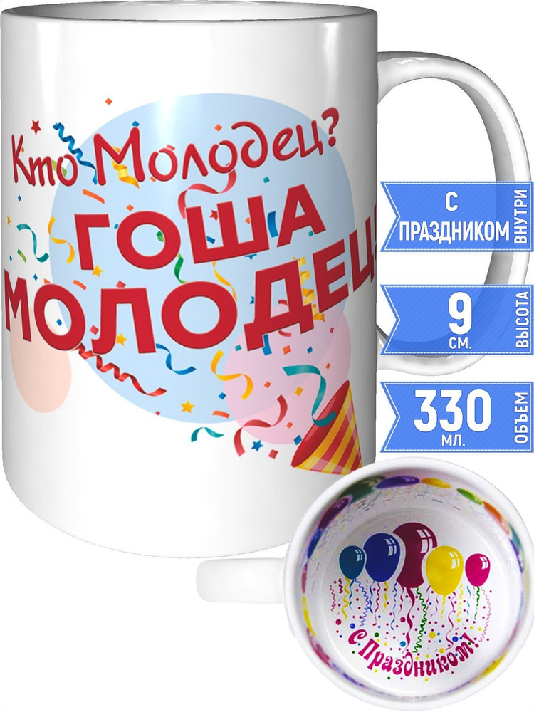 Кружка кто молодец? Гоша молодец! - внутри с праздником #1