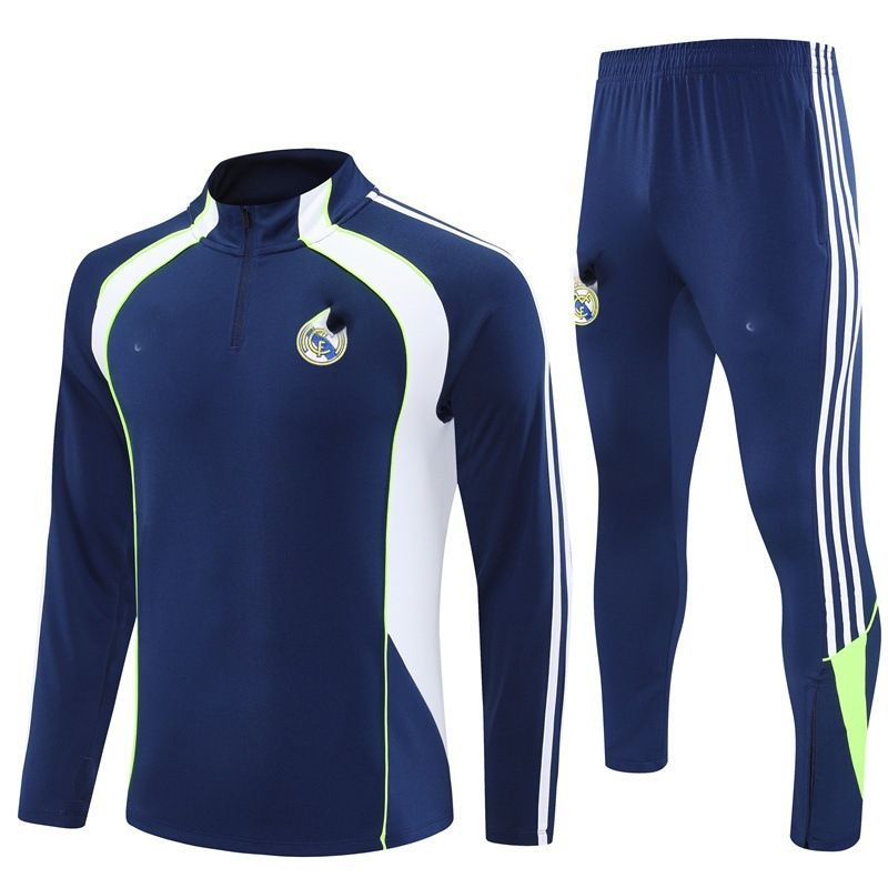 Форма футбольная 2526 Real Madrid Royal Blue Retro Version Half-Zip Training Top and Pants Set #1