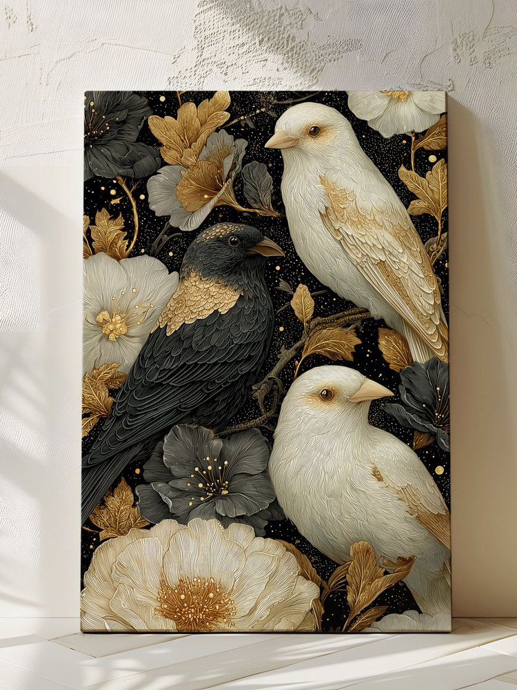 Картина 60х90 Птицы канвас на холсте с подрамником #1