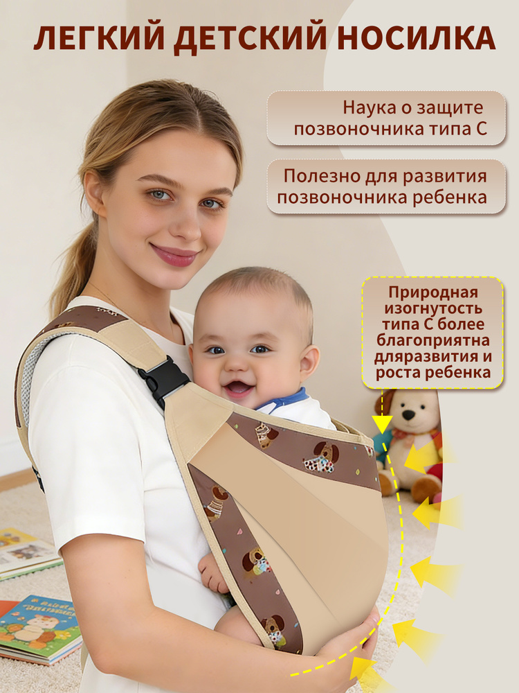 Детский слинг-рюкзак для путешествий (0-3 лет, до 15 кг): компактный, складной #1