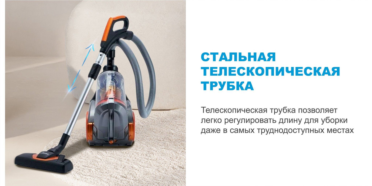 Бытовой пылесос Midea VCS43A15, серый - купить по низким ценам в ...