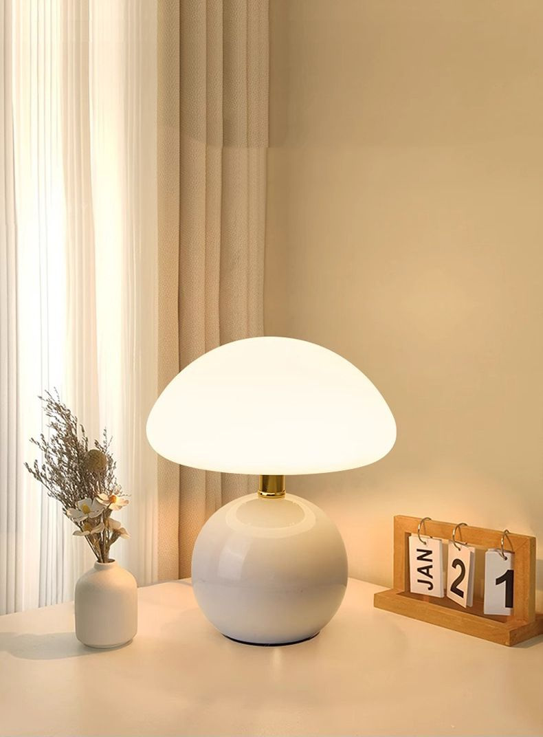 Настольная лампа в виде гриба в кремовом стиле, керамический ...