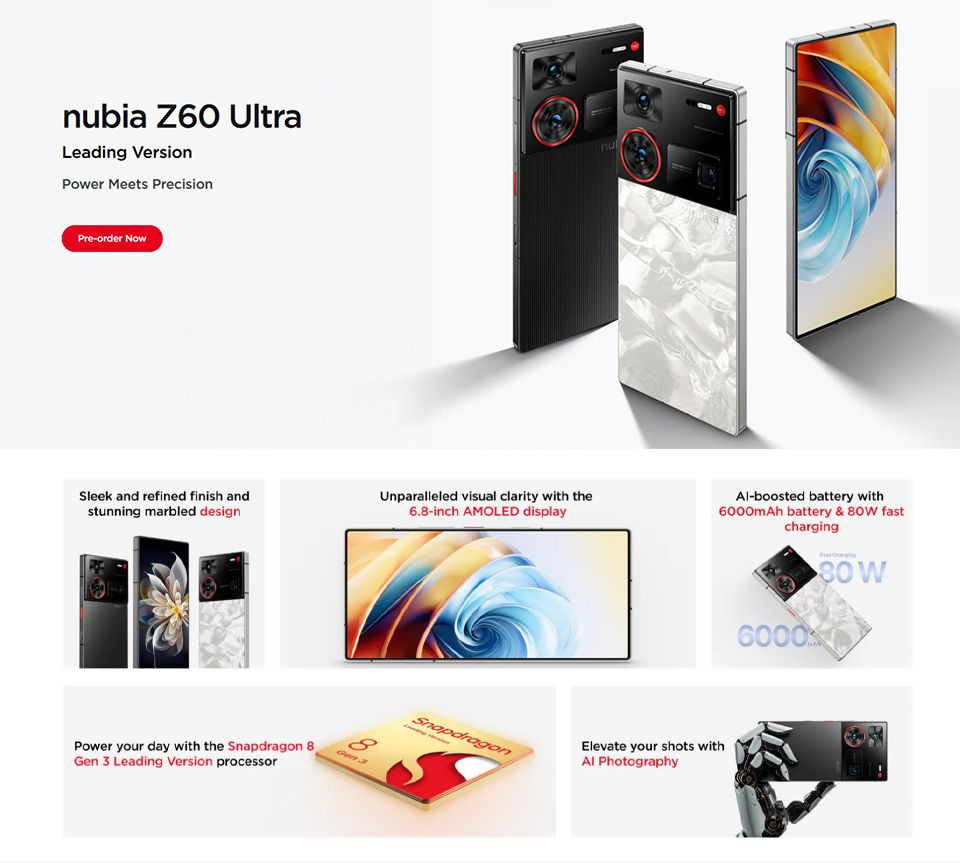 Смартфон nubia z60 ultra leading version. Смартфон nubia z60 ultra leading version