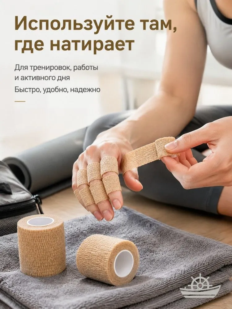 2 шт Бинт самофиксирующийся, 5см*4,5м, бандажный медицинский спортивный когезивная, 2 шт, 4,5 м, фото 4