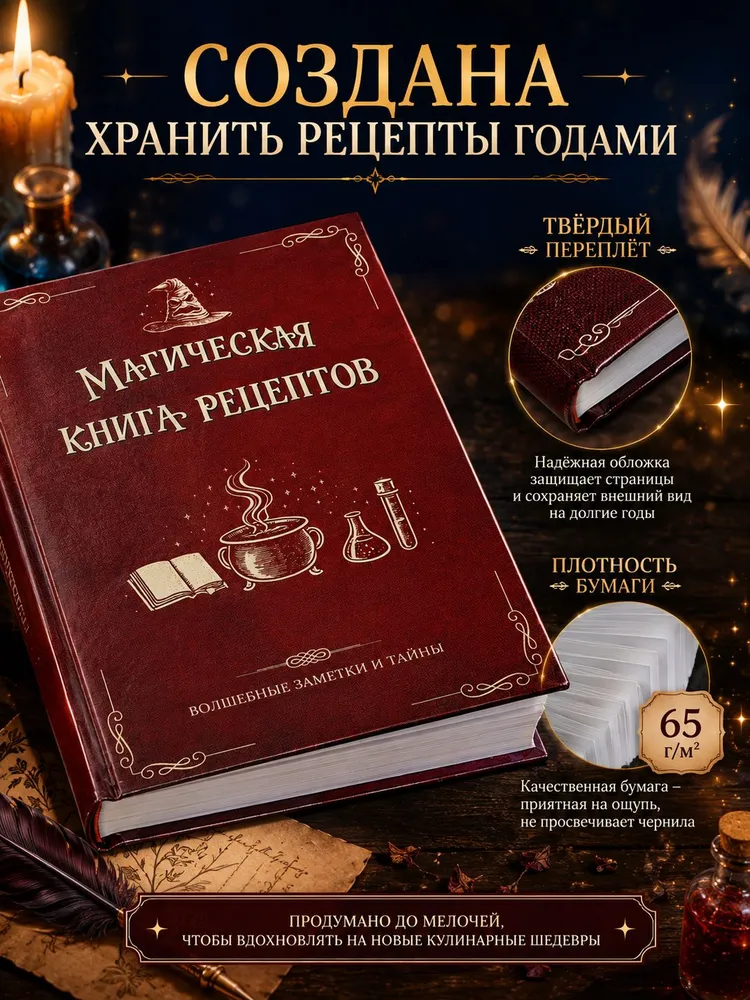 Книга для записи рецептов "Магическая", 80 страниц, формат А5, вариант, фото 4