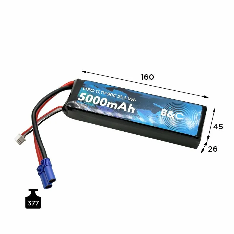 B&C 3S 11.1V 5000mAh 90C EC5 Lipo battery B&C 3S 11.1V 5000mAh 90C EC5 Lipo battery