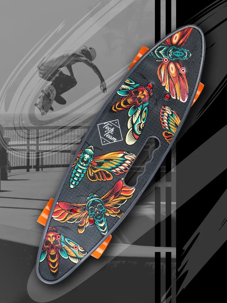 Скейтборд пластиковый доска для катания Fishboard 23 print, вариант, фото 4