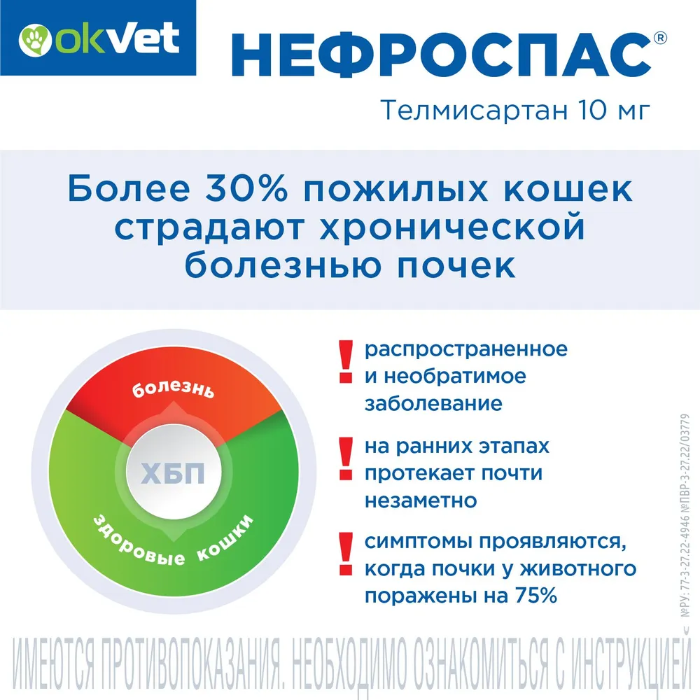 НЕФРОСПАС 50 мл - для лечения хронической болезни почек и сопутствующей системной гипертензии у кошек, 50 мл, фото 6