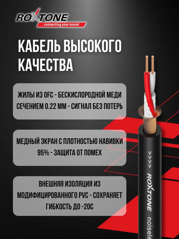 XLR XLR кабель для микрофона 2 метра ROXTONE SMXX200/2, 2 м, фото 2