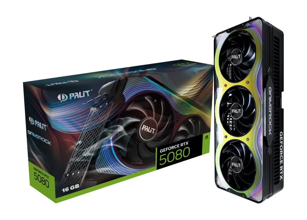 Palit Видеокарта GeForce RTX 5080 GameRock 16 ГБ (NE75080019T2-GB2030G)