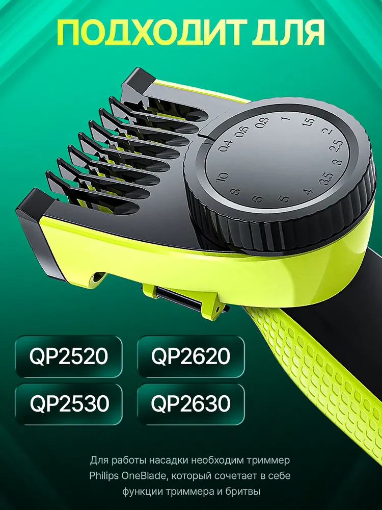 Насадка для триммера Philips OneBlade / Регулируемый гребень для триммера 14 положений / Насадка на электробритву, вариант, фото 2