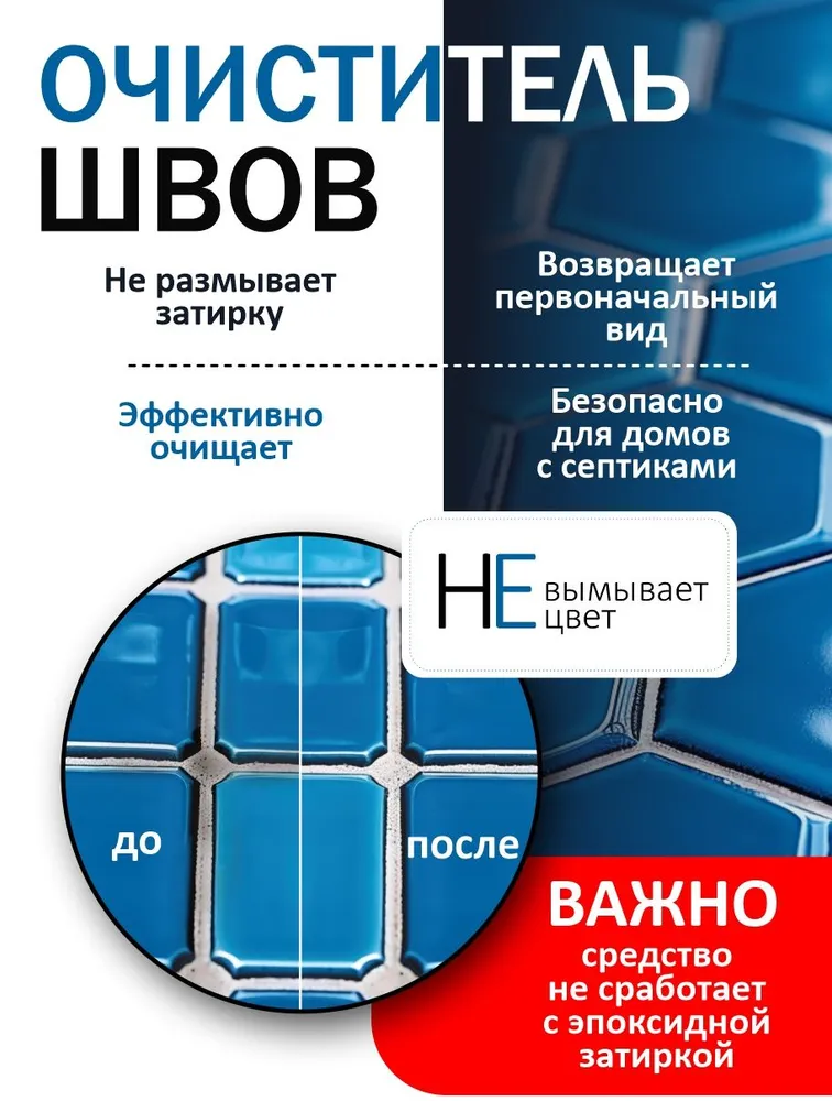Очиститель швов плитки и кафеля 0,5 л Кеназ средство от плесени и грибка, для ванной, 500 мл, фото 6